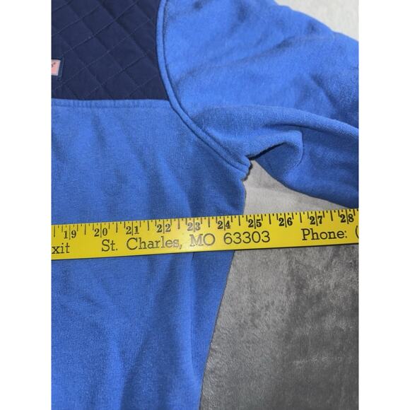 Vineyard Vines Men's Quilted 1/4 Snap Pullover Ocean Blue/Navy/Red Size Large - Picture 7 of 9